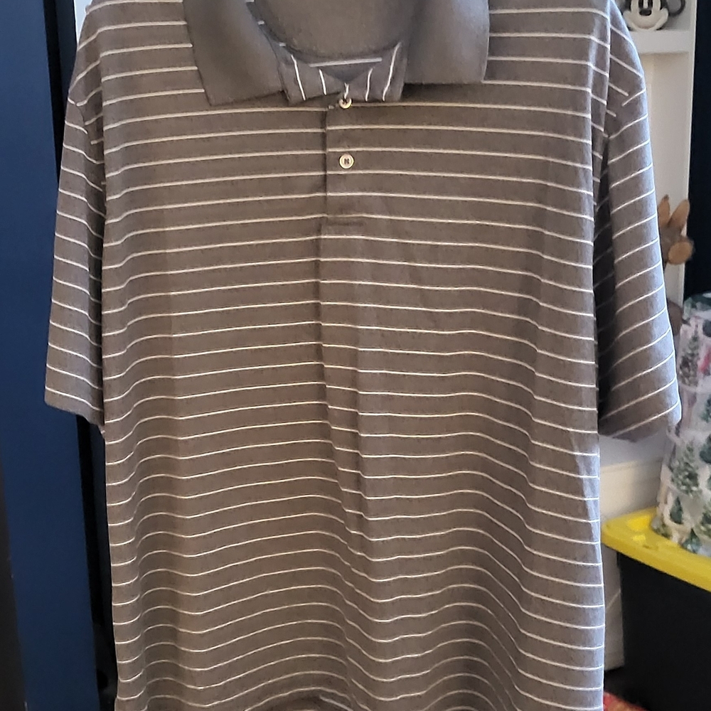 Classic Gray Striped Polo Shirt for Men